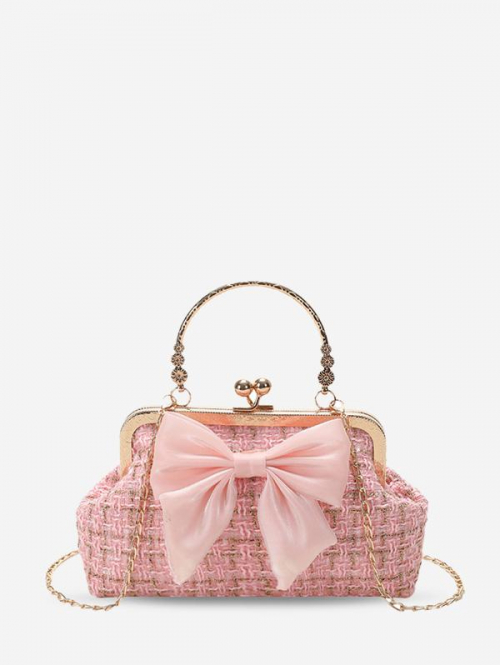 ZAFUL Bowknot Decorated Tweed Party Clutch Crossbody Bag