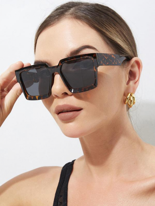 Fashion Women Square Frame Oversized Sunglasses