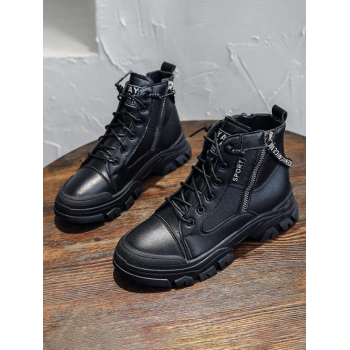 ZAFUL Women Lace Up Side Zip Combat Boots