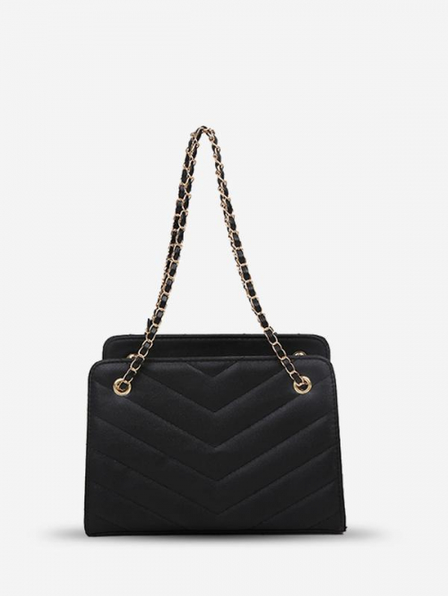 Solid Color Casual Chain Design Shoulder Bag