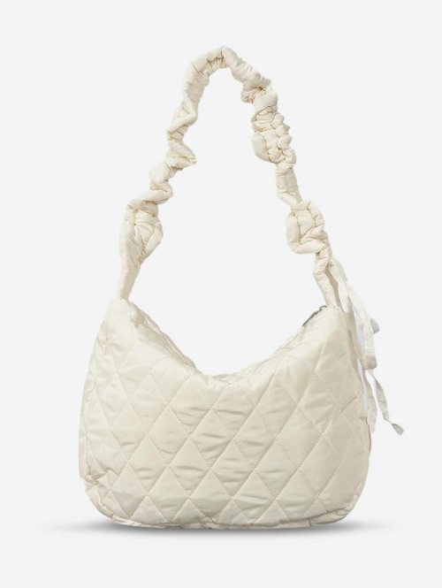 Women's Daily Solid Color Quilted Padded Puffer Design Ruched Strap Shoulder Bag