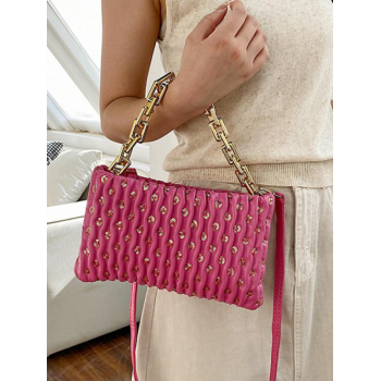 Women's Glitter Sequin Decor Wrinkle Chunky Chain Shoulder Bag