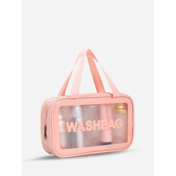 ZAFUL Women's Daily Travel Semi-sheer Clear Storage Makeup Cosmetic Toiletry Wash Bag