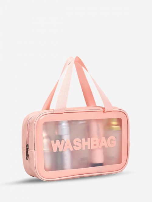 ZAFUL Women's Daily Travel Semi-sheer Clear Storage Makeup Cosmetic Toiletry Wash Bag