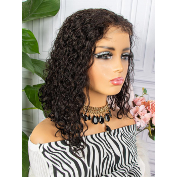 zaful 4*4 Lace Front Medium Length Bob Curly Human Hair Wig