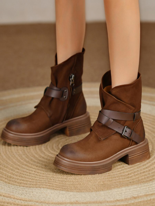 ZAFUL Women Buckle Decor Western Cowboy Boots