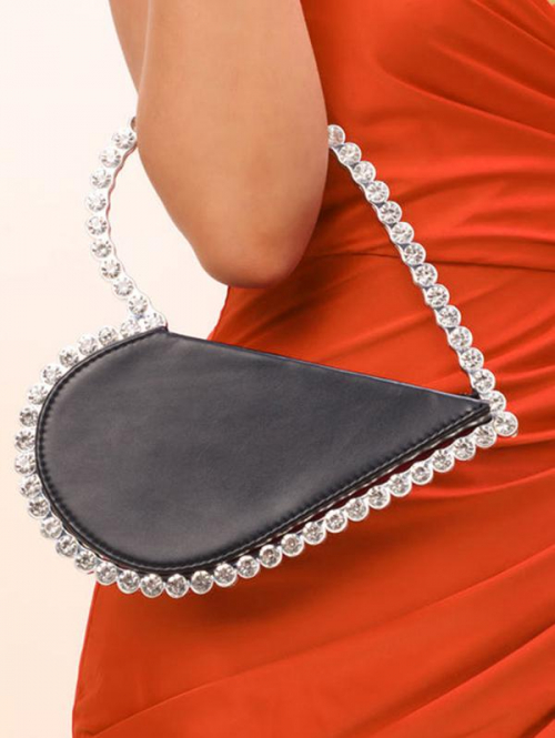 ZAFUL Hollow Out Heart Rhinestone Decor Evening Bag