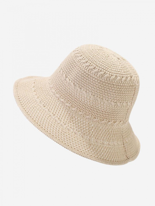 Fashion Women Women's Summer Solid Color Openwork Crochet Bucket Hat