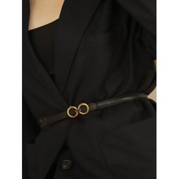 Fashion Women Women's Daily Office Blazer Metal Decor Buckle Skinny Belt