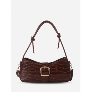 Embossed Buckle Shoulder Bag