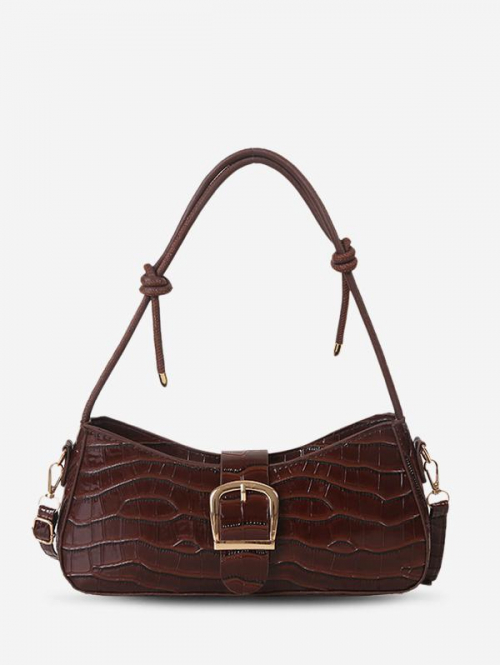 Embossed Buckle Shoulder Bag