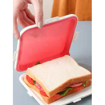 Office Worker Student Silicone Portable Take-out Sandwich Bread Fresh-keeping Storage Box