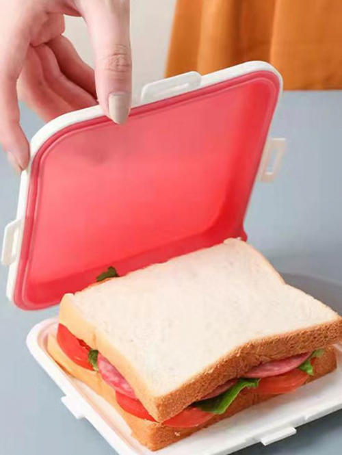 Office Worker Student Silicone Portable Take-out Sandwich Bread Fresh-keeping Storage Box