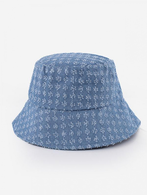 Fashion Women Women's Fashion Daily Frayed Detail Solid Color Denim Bucket Hat