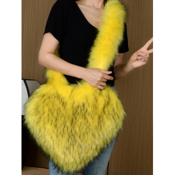 Women's Y2K Style Heart Shape Fluffy Faux Fur High Capacity Oversized Crossbody Bag