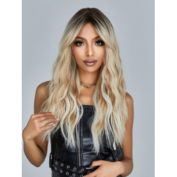 zaful Women's Blonde Gradient Long Wavy Middle Bangs Synthetic Daily Wig