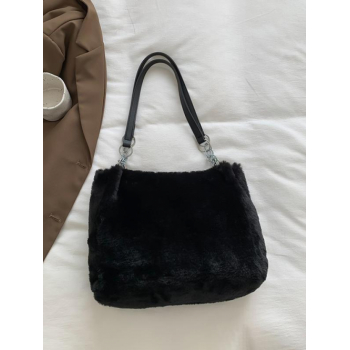 Plush Half Chain Tote Bag