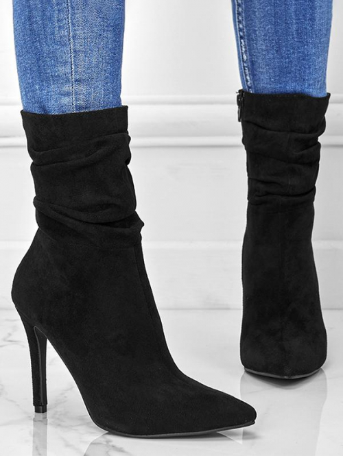 ZAFUL Women Stiletto Heel Pointed Toe Suede Boots