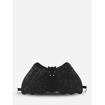 Halloween Novelty Sequined Bat Shaped Crossbody Bag