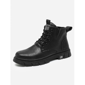 Men's Daily Letter Pattern Lace Up Front Thick Soled Chunky Style Combat Boots