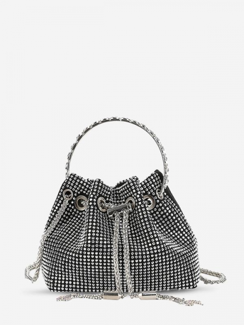 Rhinestone Chain Bucket Bag