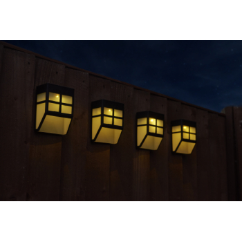 Greenhurst Solar Warm White LED Fence Lights (Pack of 4)