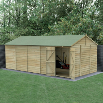 Forest Garden Beckwood Shiplap Pressure Treated 20x10 Reverse Apex with Double Door (No Window)