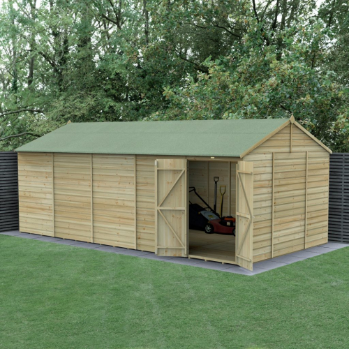 Forest Garden Beckwood Shiplap Pressure Treated 20x10 Reverse Apex with Double Door (No Window / Installation Included)