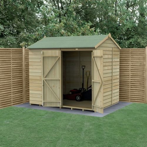 Forest Garden Beckwood Shiplap Pressure Treated 8x6 Reverse Apex Shed with Double Door (No Window / Installation Included)