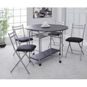 Greenhurst Stowaway Dining Set with Padded Seats (Black)