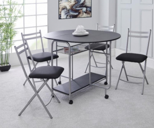 Greenhurst Stowaway Dining Set with Padded Seats (Black)