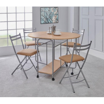 Greenhurst Stowaway Dining Set with Padded Seats (Oak)