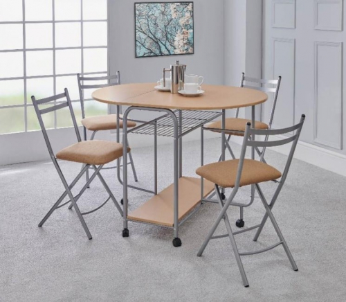 Greenhurst Stowaway Dining Set with Padded Seats (Oak)