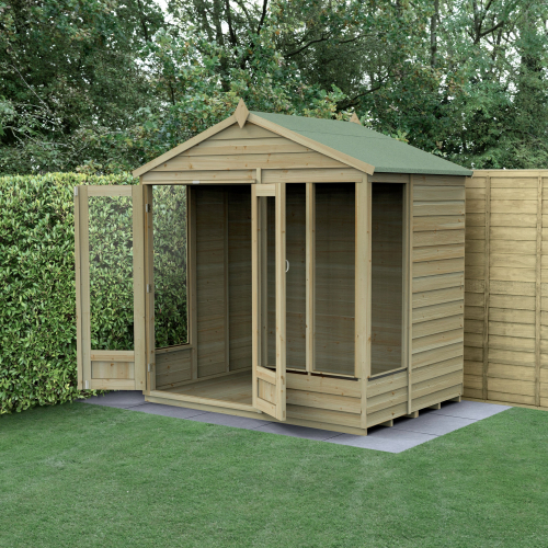 Forest Garden 7x5 4Life Overlap Apex Pressure Treated Summerhouse (Installation Included)