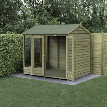 Forest Garden 8x6 4LIFE Reverse Apex Summerhouse with Double Door (Installation Included)