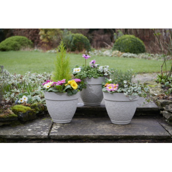 Greenhurst Floral Sandstone Planters (Pack of 3)