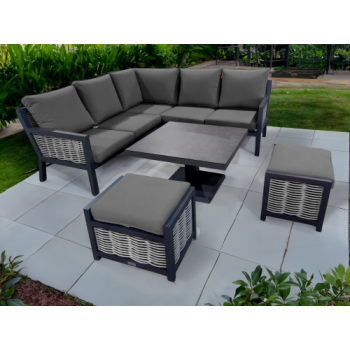 Norfolk Leisure Langham Aluminium Mini Corner Set with Adjustable Table (Grey)