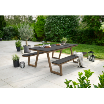 Norfolk Leisure Heydon Aluminium Wood Look Picnic Bench (Grey)