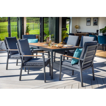 Hartman Asher 6 Seat Rectangular Dining Set (Matt Xerix/Grey Harris)