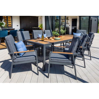 Hartman Asher 8 Seat Rectangular Dining Set (Matt Xerix/Grey Harris)