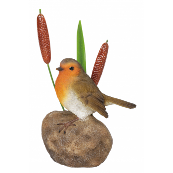 Vivid Arts Robin on Stone with Bulrush (Size F)