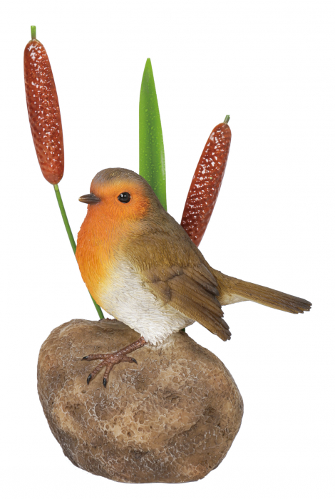 Vivid Arts Robin on Stone with Bulrush (Size F)