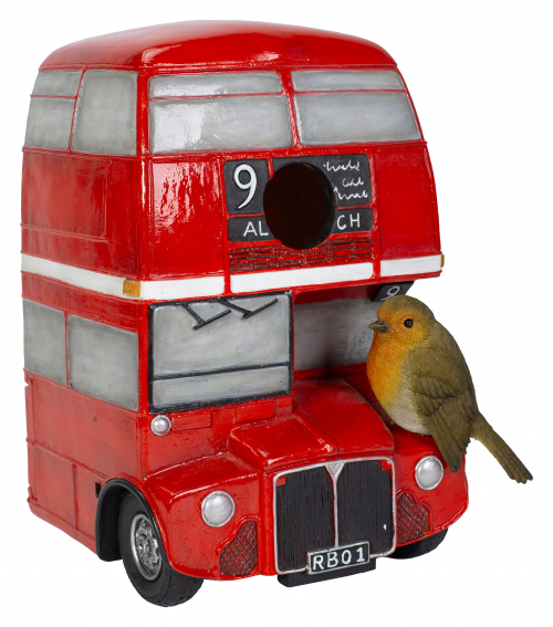 Vivid Arts London Bus Robin Birdhouse (Size D)