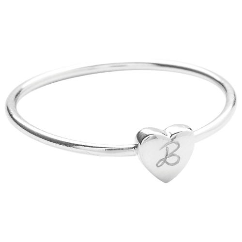 Merci Maman Personalised Initial Heart Ring, Silver