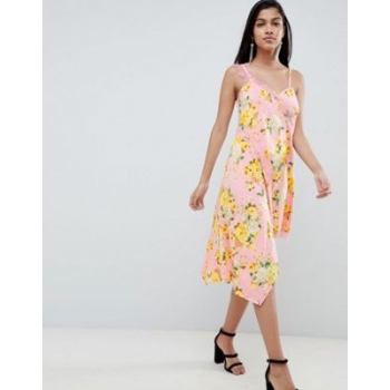 ASOS DESIGN floral print lace insert slip dress