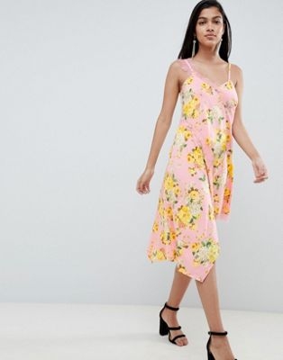 ASOS DESIGN floral print lace insert slip dress