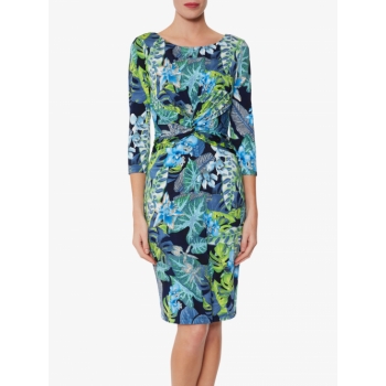 Gina Bacconi Glynda Jersey Dress, Blue/Green