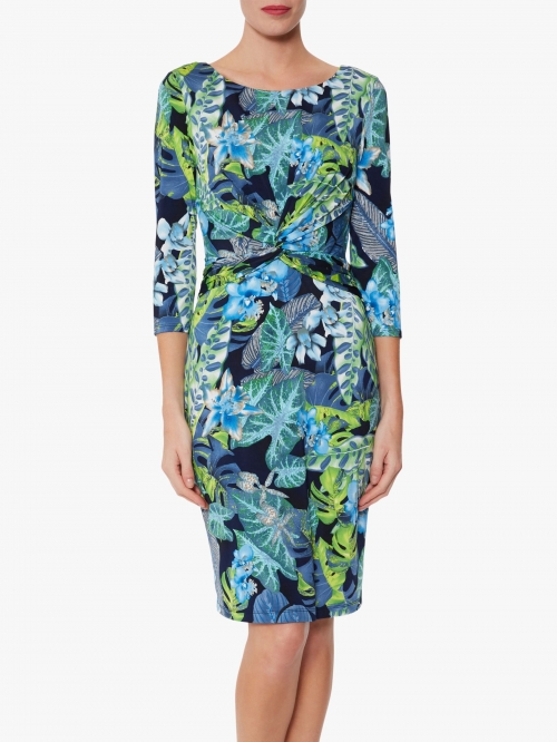 Gina Bacconi Glynda Jersey Dress, Blue/Green