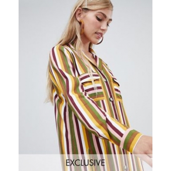 Stradivarius shirt dress in stripe