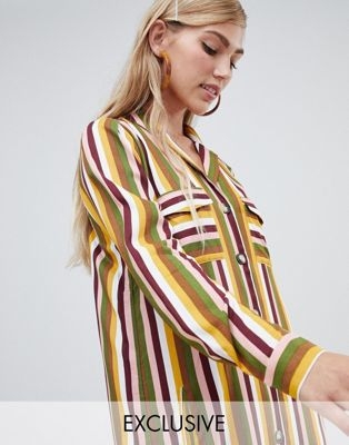 Stradivarius shirt dress in stripe